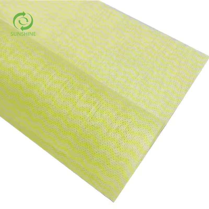 Disposable wood floor wave pattern cleaning wipes mop nonwoven cleaning cloth box yellow polyester microfiber cleaning cloth