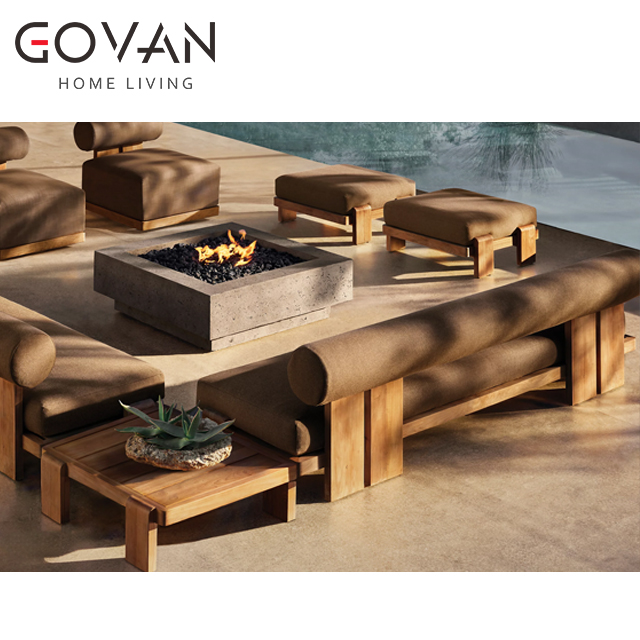 Vigo Teak Collection-Pedal-Outdoor Ottoman