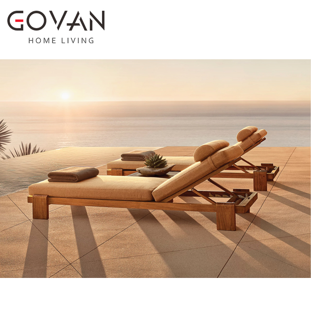 Vigo Teak Collection-Sunbed-Outdoor Chaise Lounge Chair