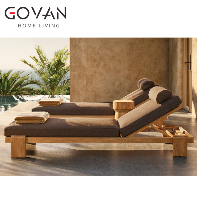 Vigo Teak Collection-Sunbed-Outdoor Chaise Lounge Chair