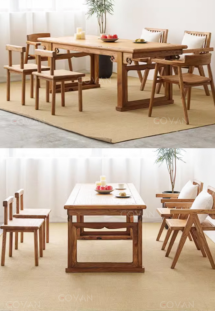 Wooden Furniture-Dining Table-Solid Wood Coffee Table With Old Door Panel