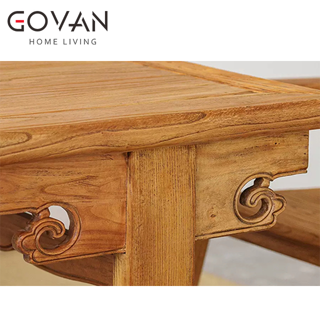 Wooden Furniture-Dining Table-Solid Wood Coffee Table With Old Door Panel