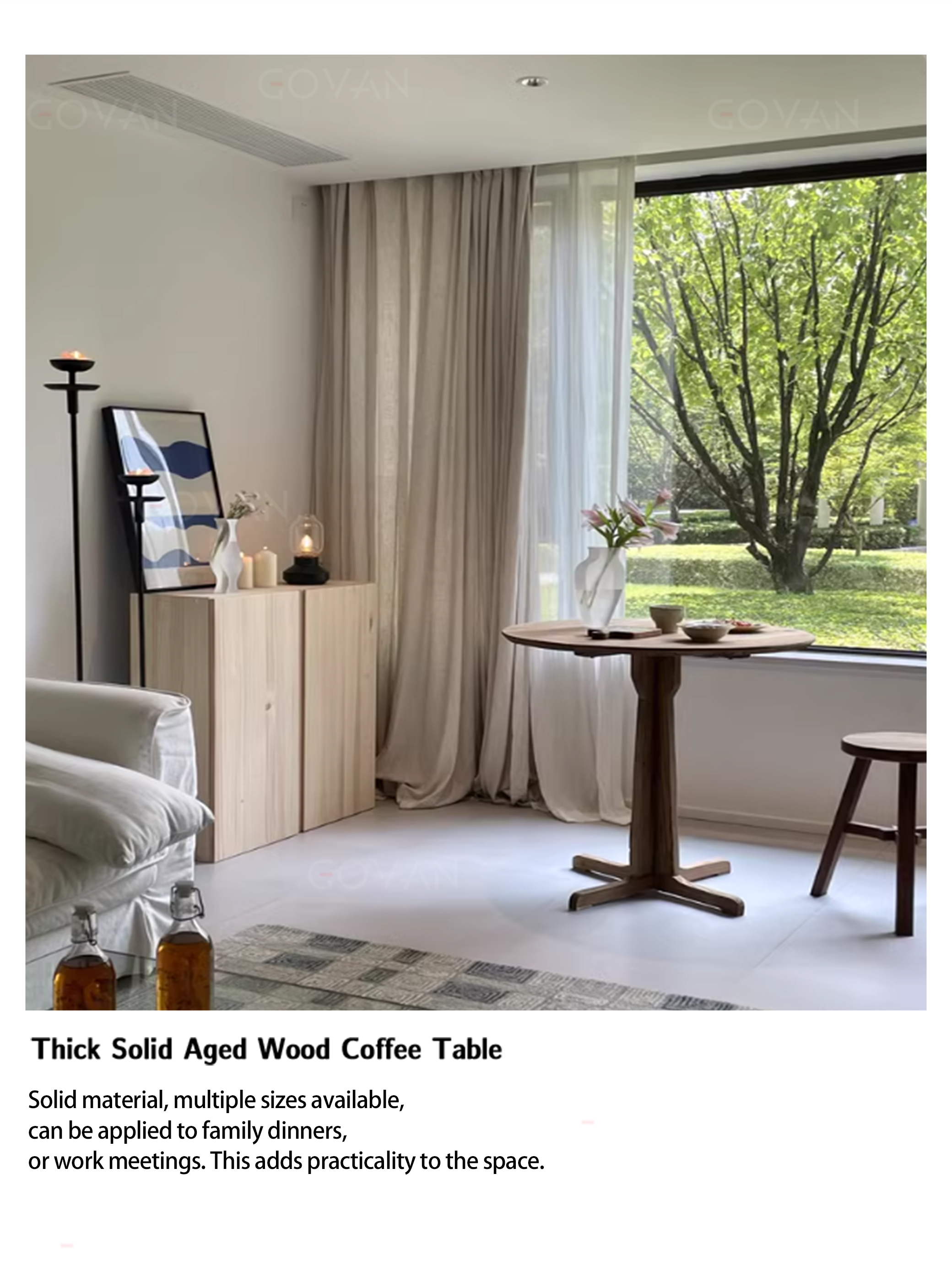 Wooden Furniture-Dining-Table-New Chinese solid wood small round table