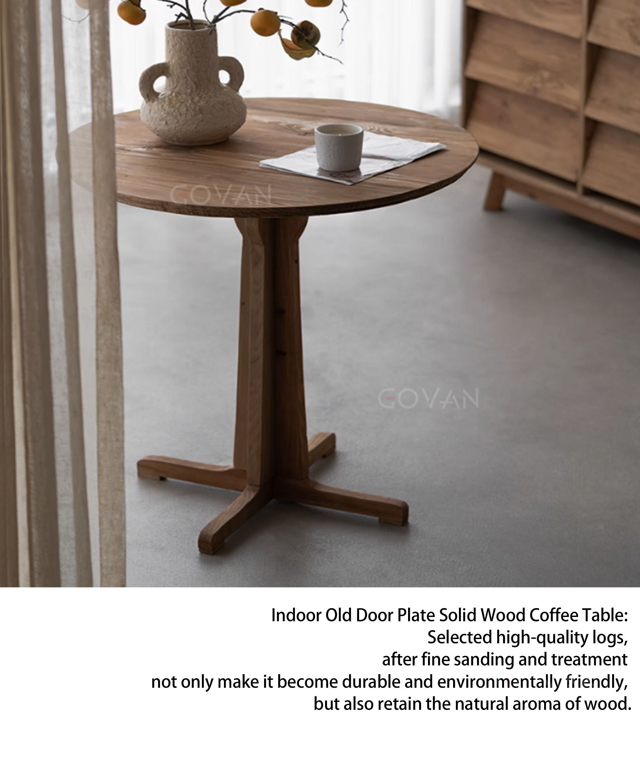 Wooden Furniture-Dining-Table-New Chinese solid wood small round table