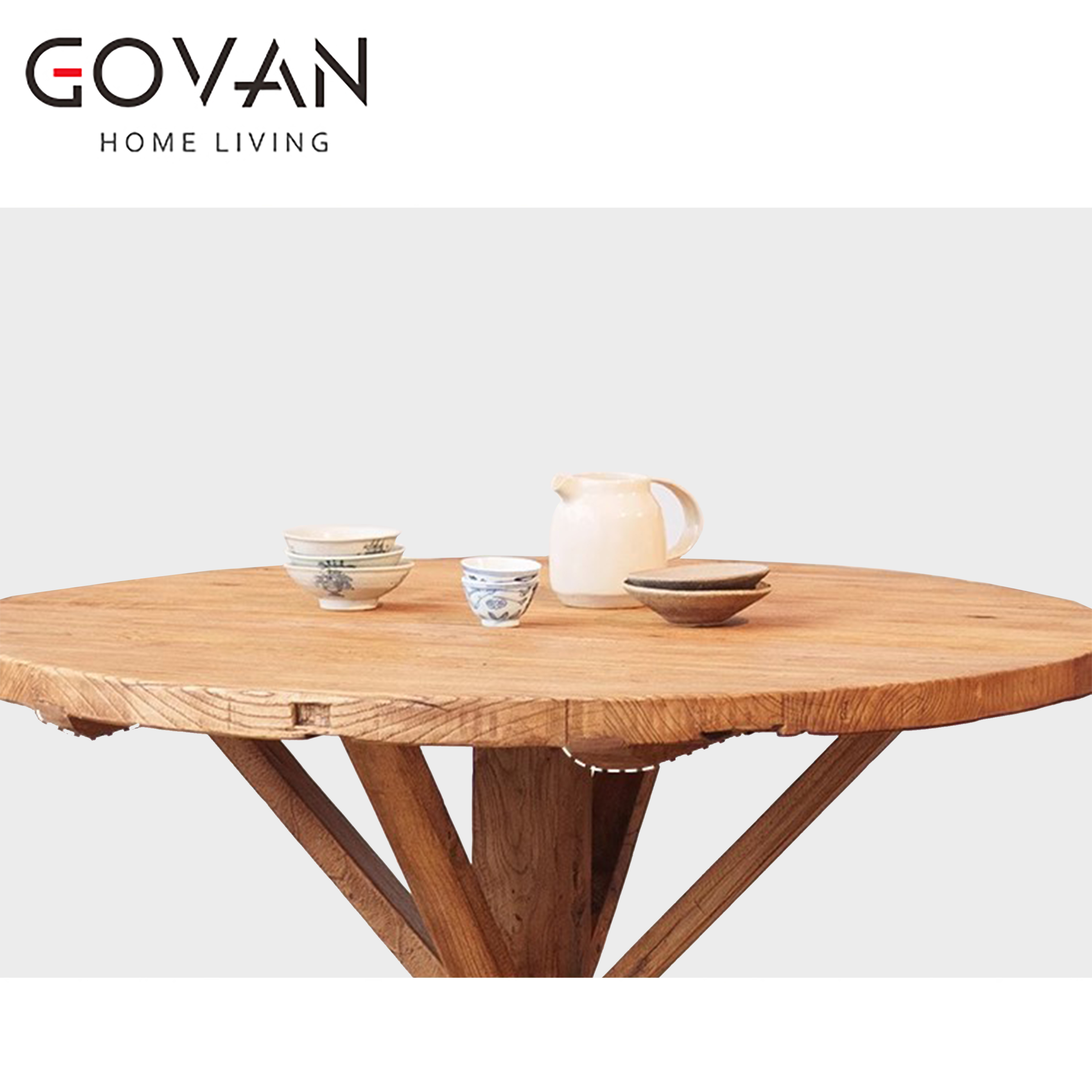 Wooden Furniture-Dining-Table-Surprise silent wind solid wood small round table