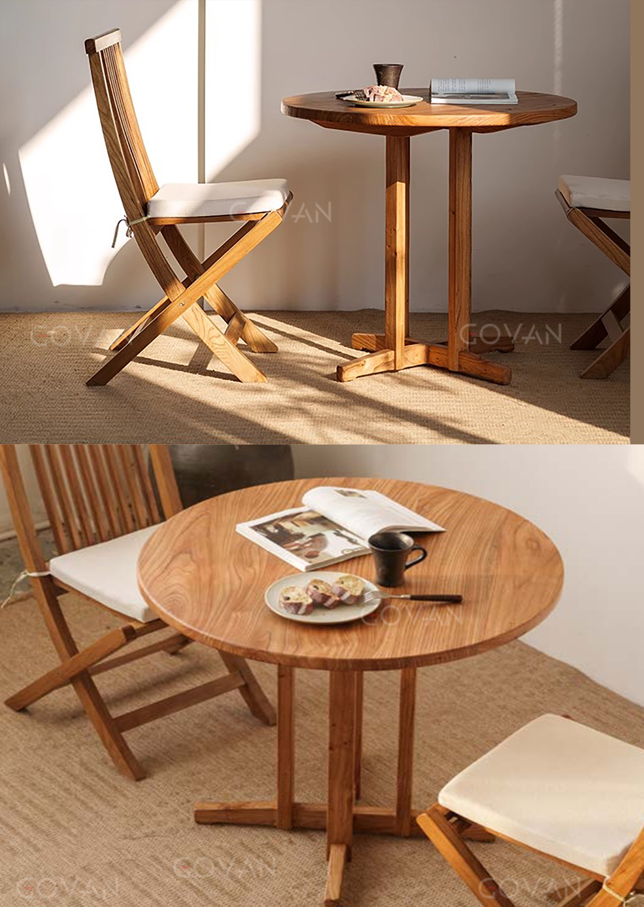 Wooden Furniture-Dining-Table-Small round table of solid wood