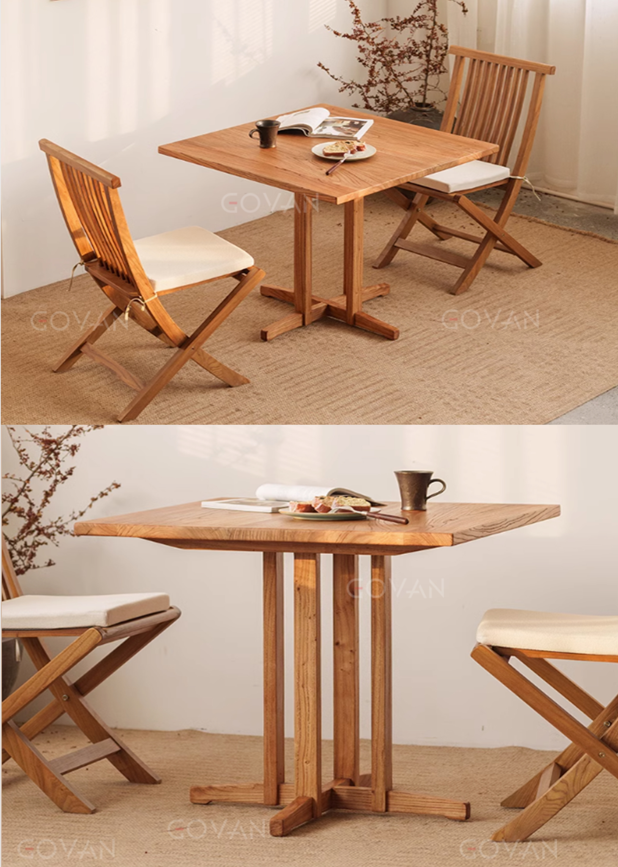 Wooden Furniture-Dining-Table-Surprise quiet wind solid wood small square table