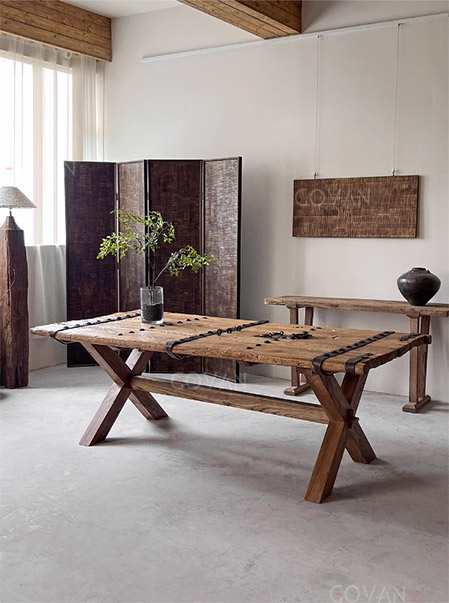 Wooden Furniture-Dining-Table-Old door panel solid wood