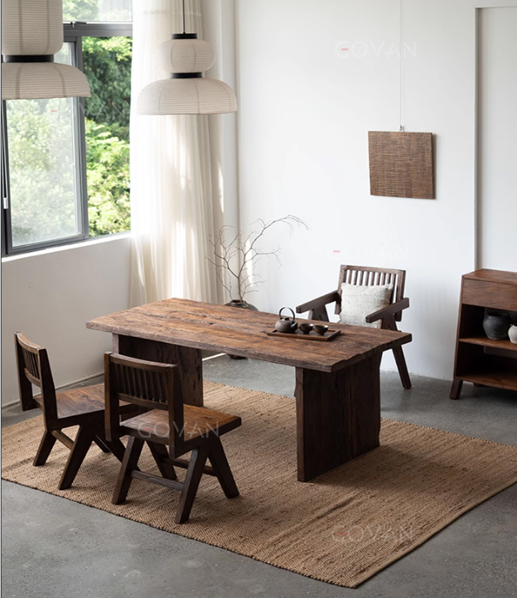 Wooden Furniture-Dining-Table-Old wooden meeting table