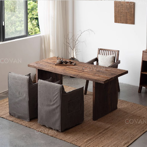 Wooden Furniture-Dining-Table-Old wooden meeting table