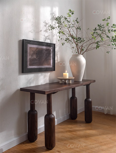 Wooden Furniture-Dining-Table-New Chinese solid wood shelving table