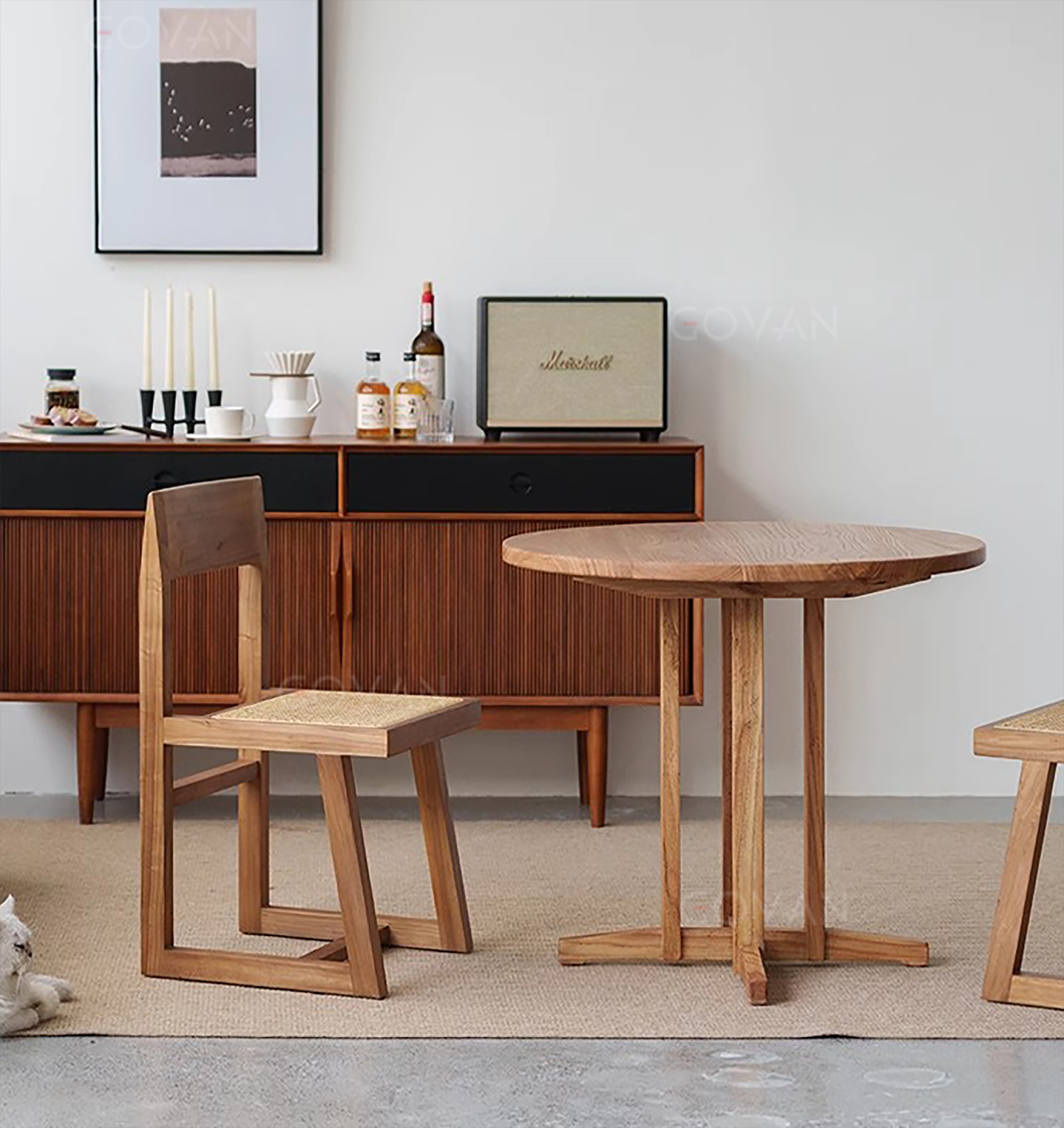 Wooden Furniture-Chair-American retro bar solid wooden stool