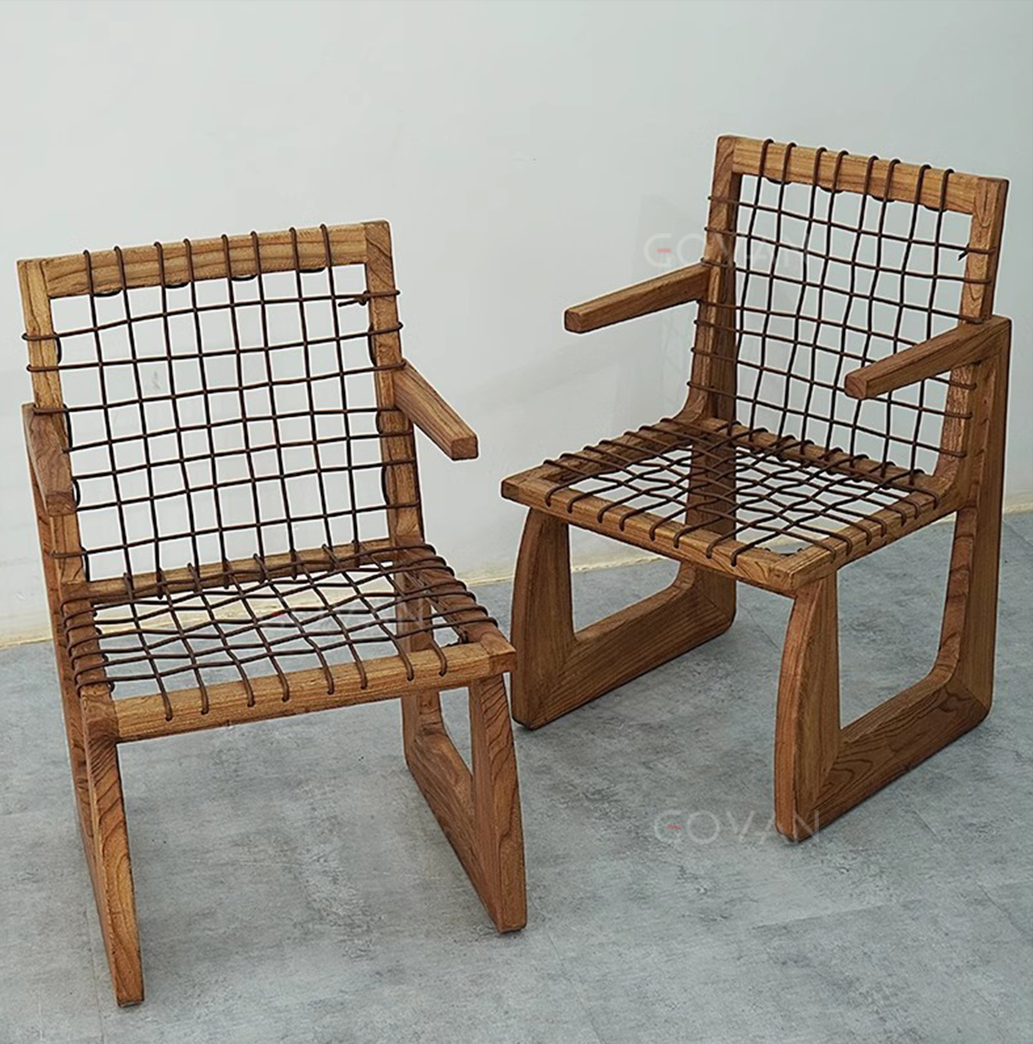 Wooden Furniture-Chair-Vintage log lounge chair