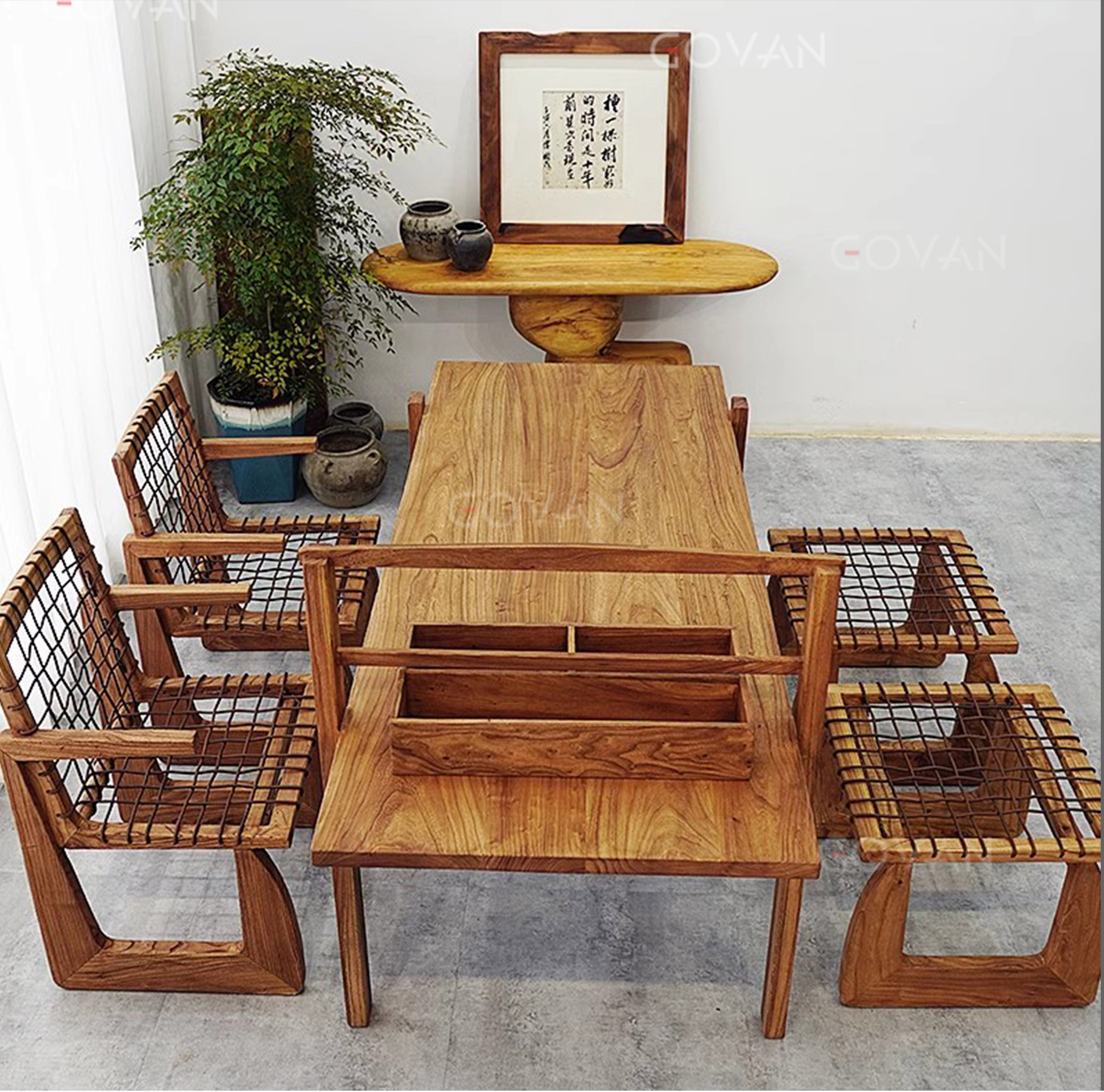 Wooden Furniture-Chair-Vintage log lounge chair
