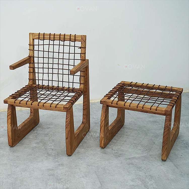 Wooden Furniture-Chair-Vintage log lounge chair