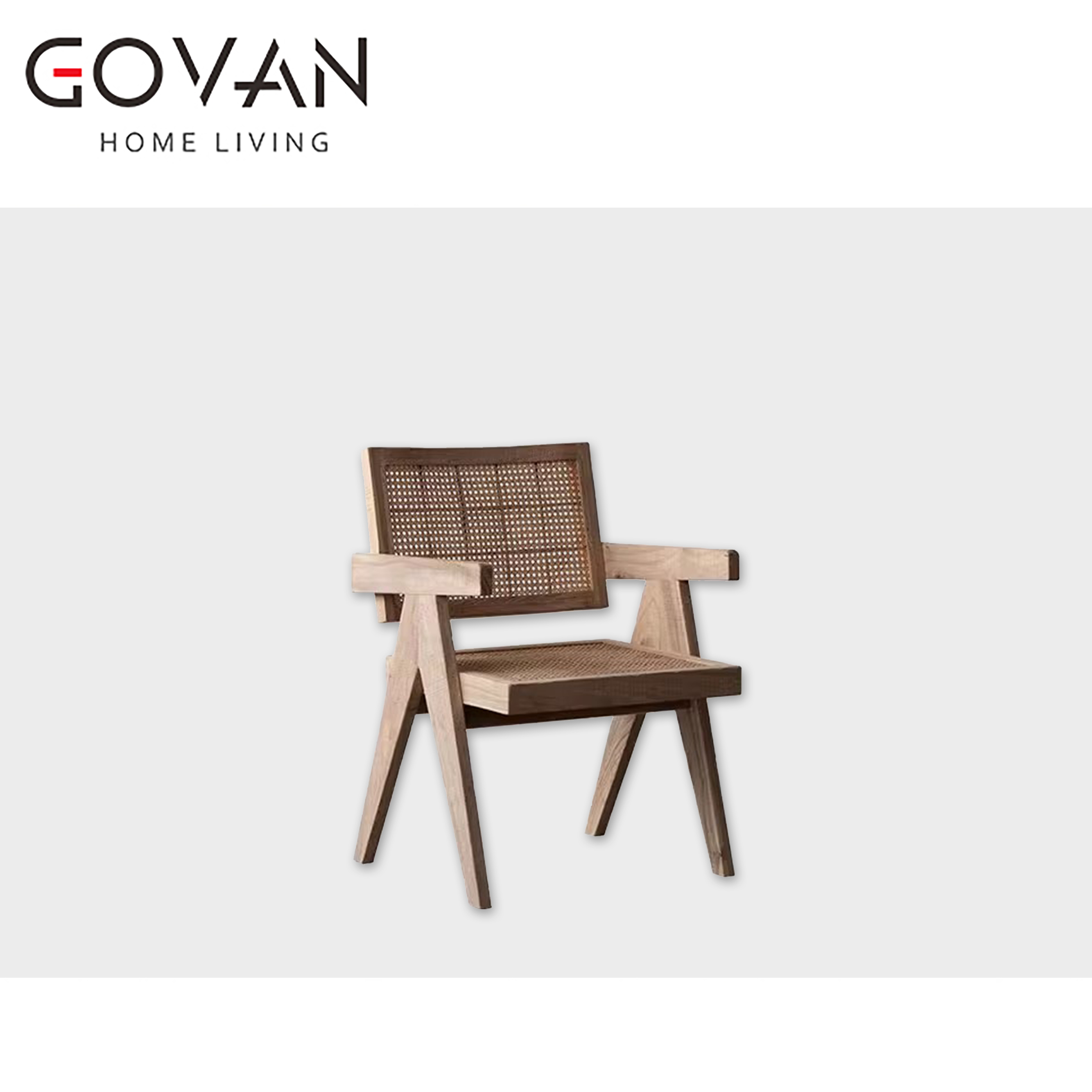 Wooden Furniture-Chair-Rattan solid wood armchair