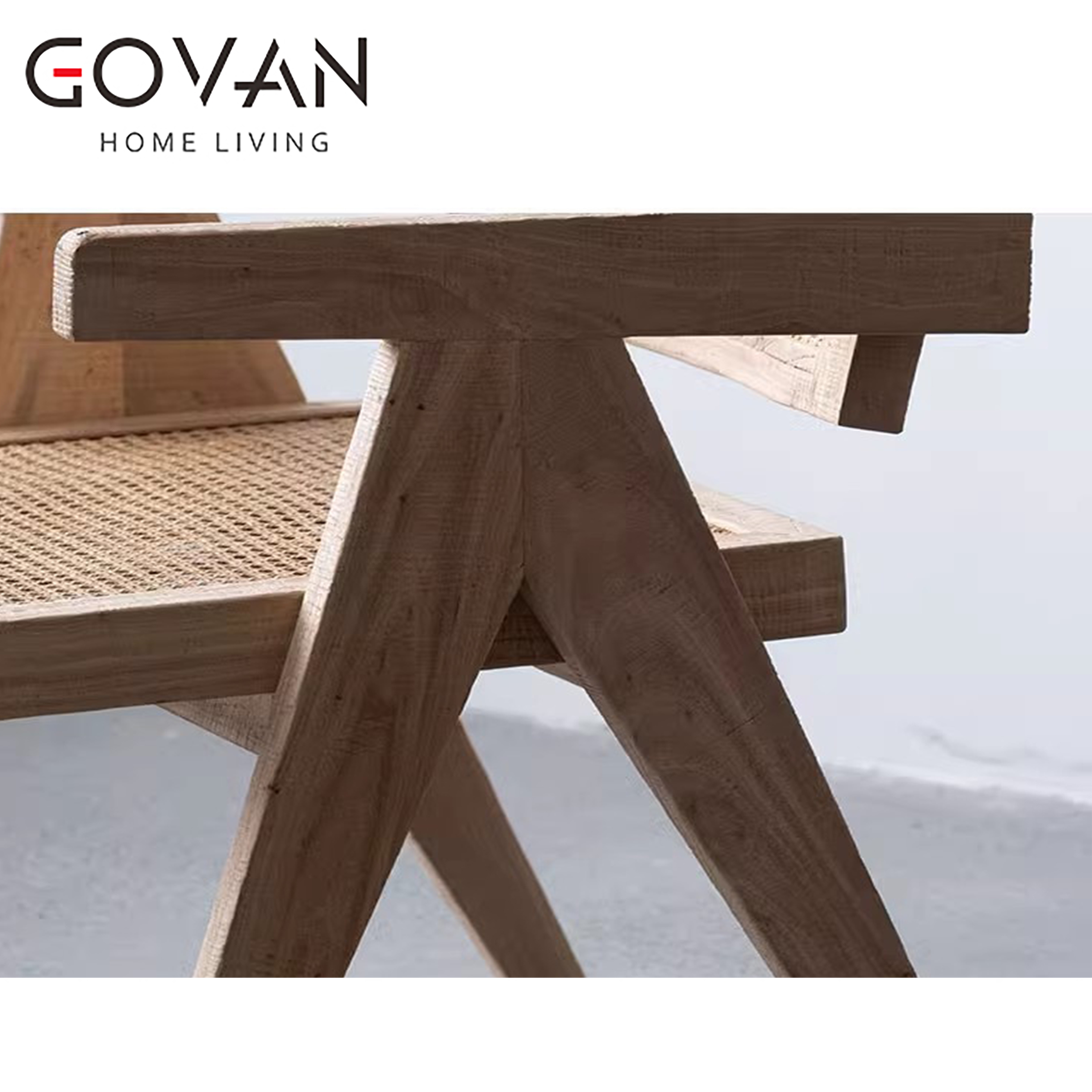 Wooden Furniture-Chair-Rattan solid wood armchair