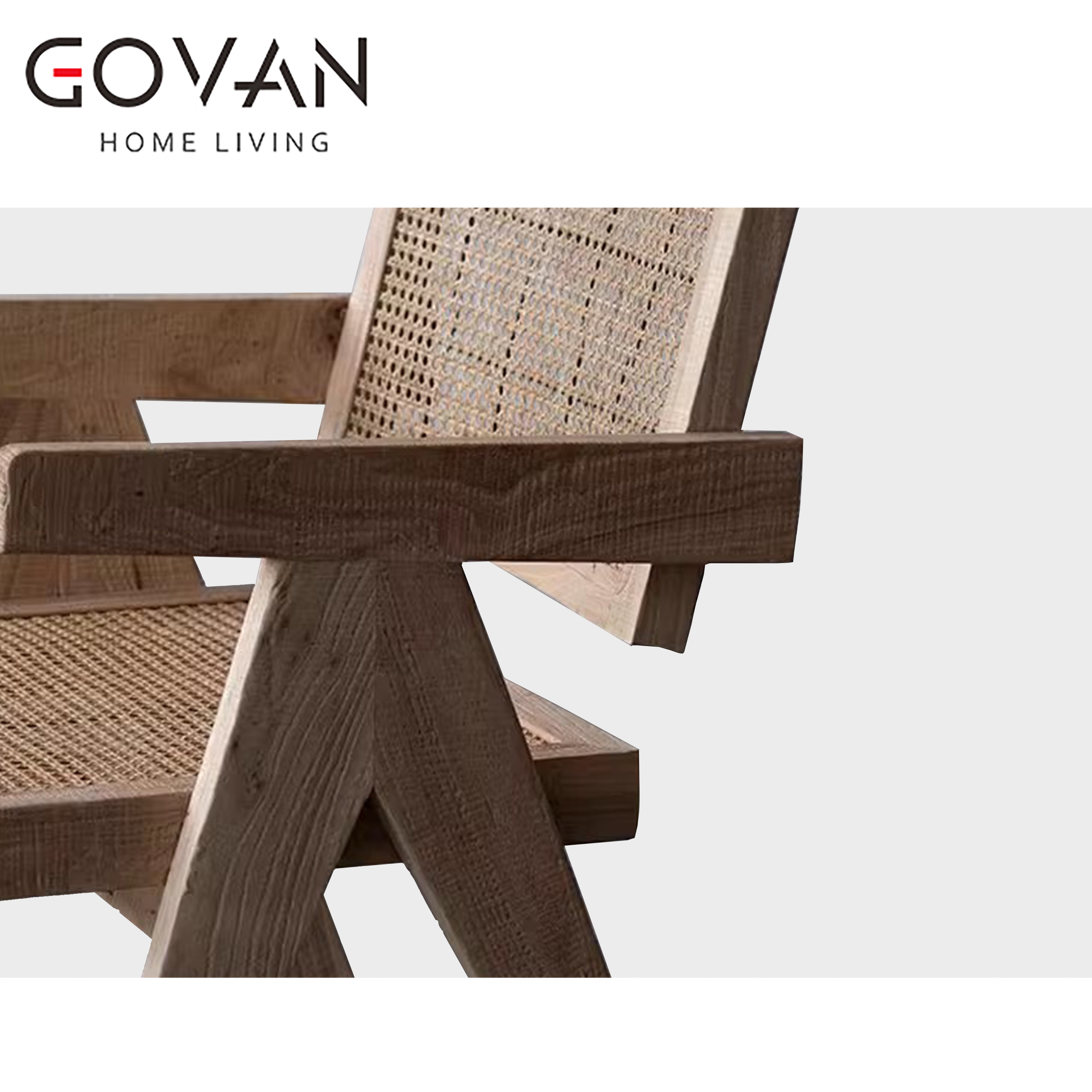 Wooden Furniture-Chair-Rattan solid wood armchair