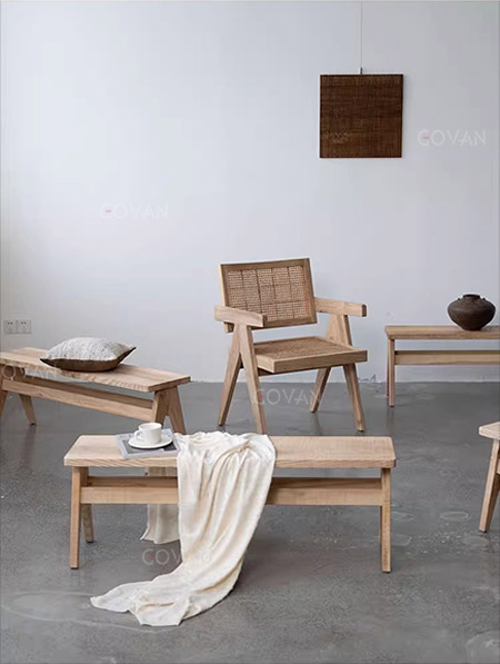 Wooden Furniture-Chair-Rattan solid wood armchair