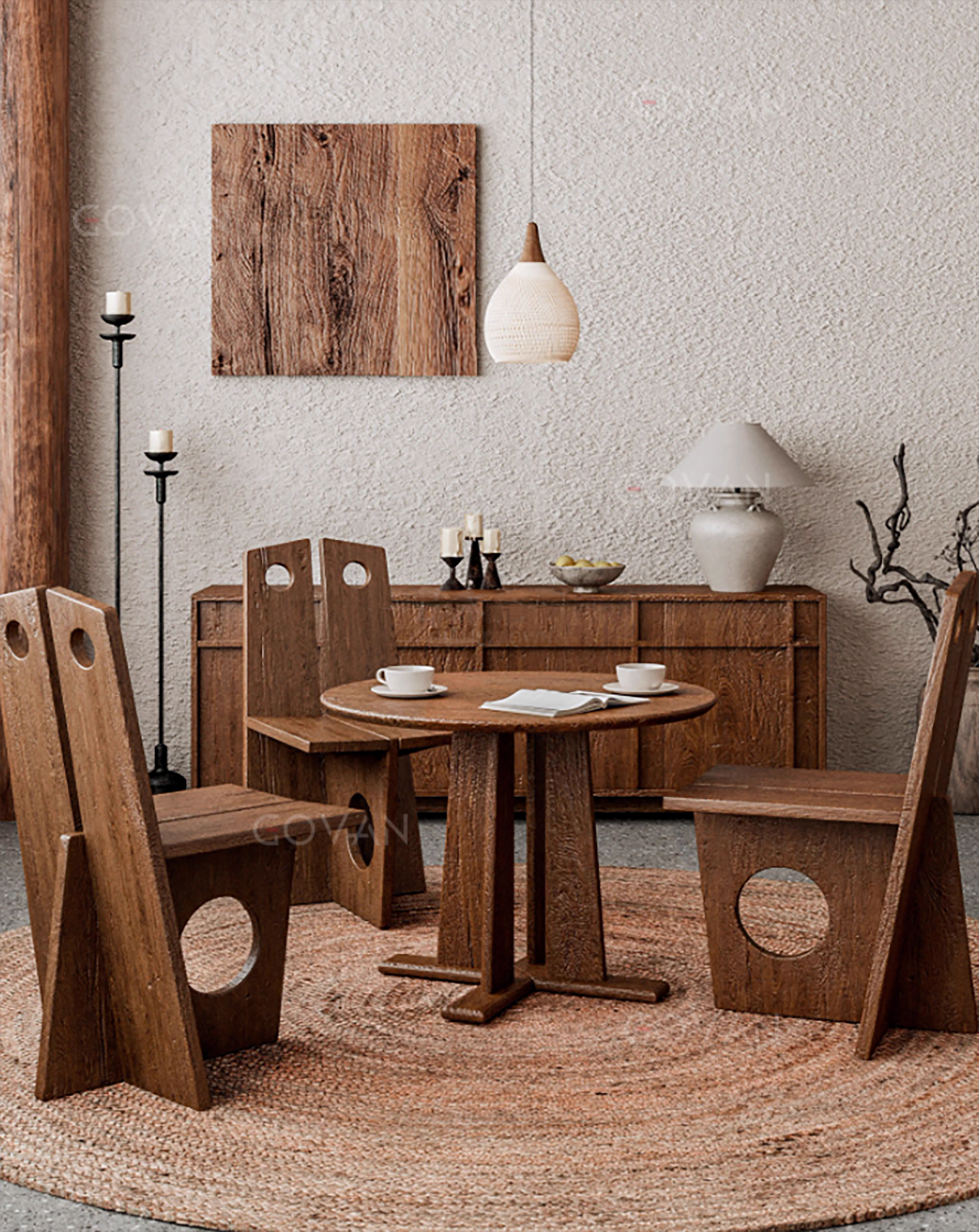 Wooden Furniture-Chair-Round Hole Solid Wood Chair