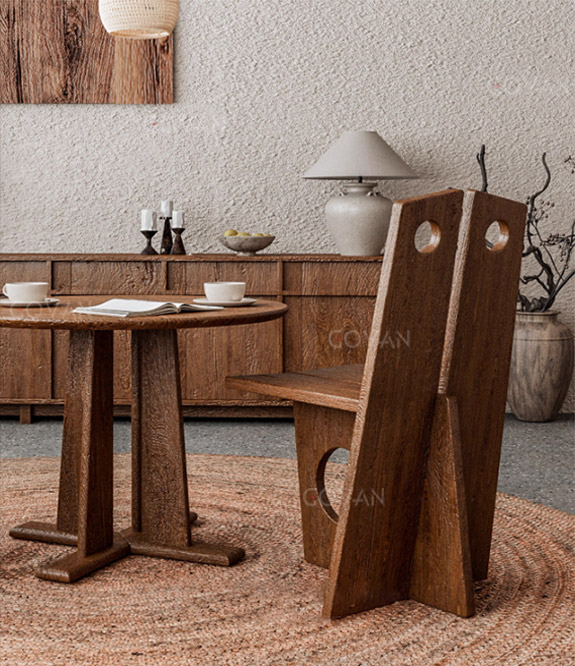 Wooden Furniture-Chair-Round Hole Solid Wood Chair