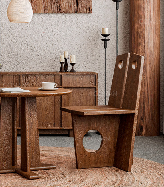Wooden Furniture-Chair-Round Hole Solid Wood Chair