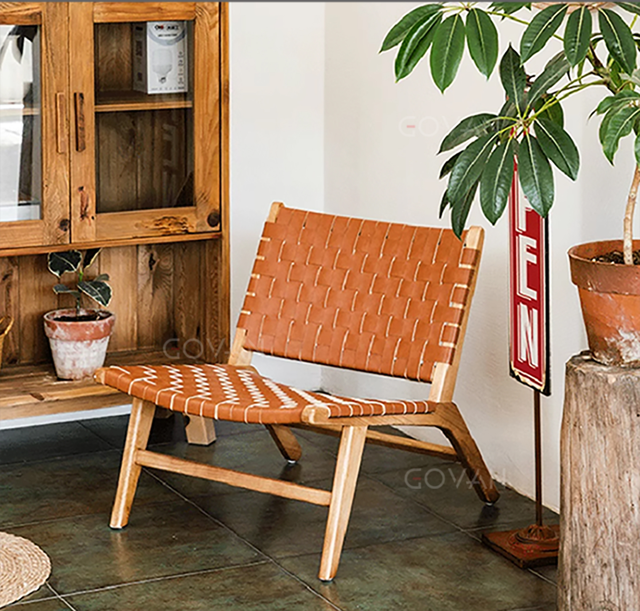Wooden Furniture-Chair-Nordic Solid Wood Rattan Chair