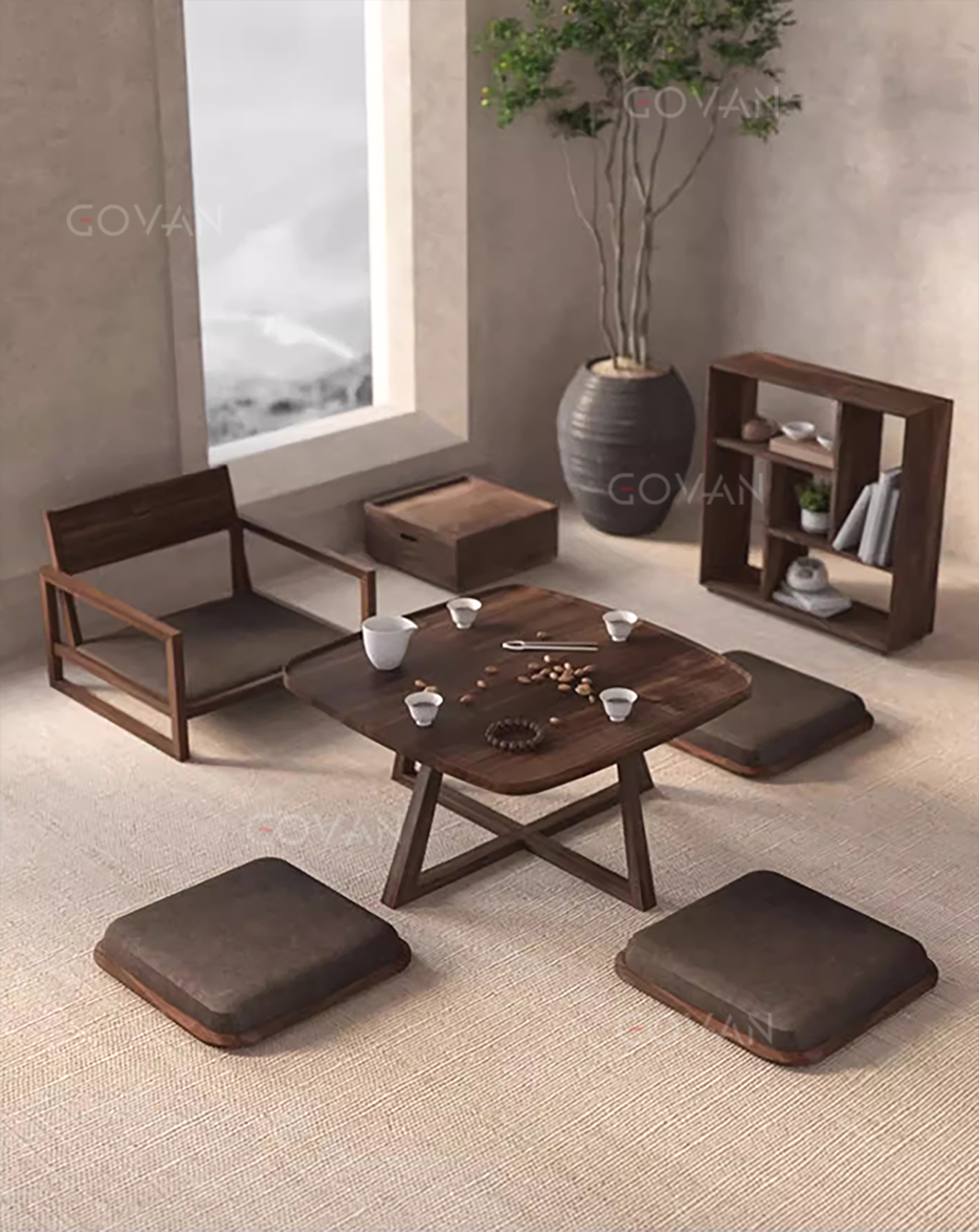 Wooden Furniture-Chair-New Chinese Style Solid Wood Low Chair