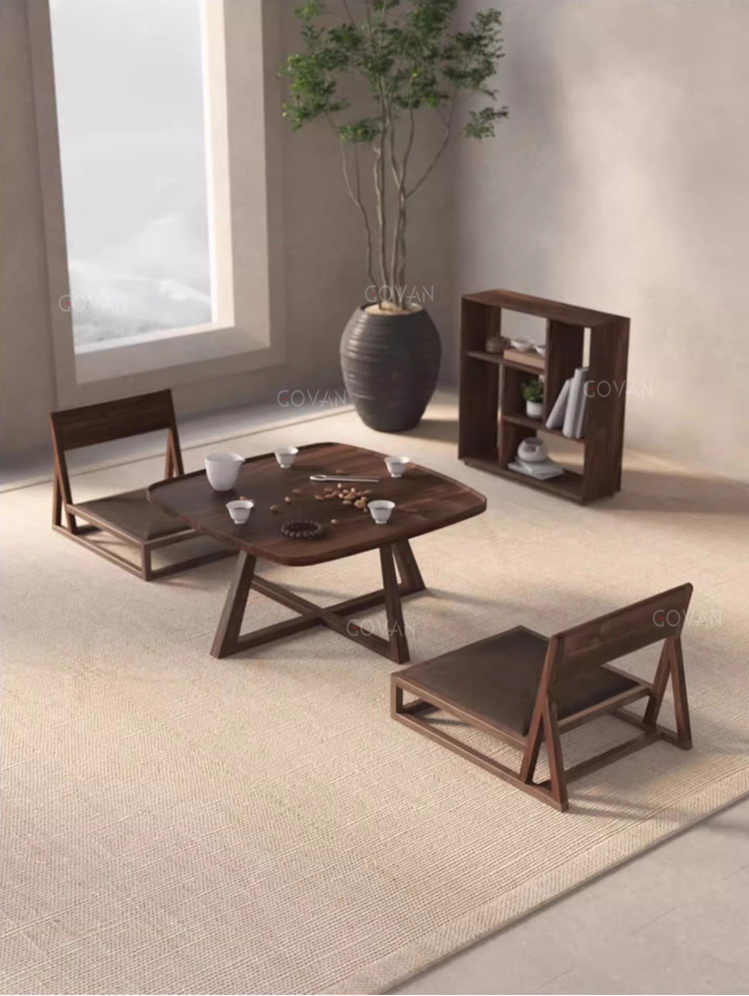 Wooden Furniture-Chair-New Chinese Style Solid Wood Low Chair