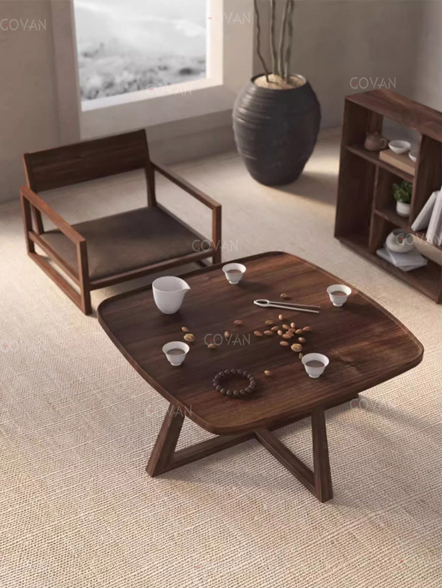 Wooden Furniture-Chair-New Chinese Style Solid Wood Low Chair