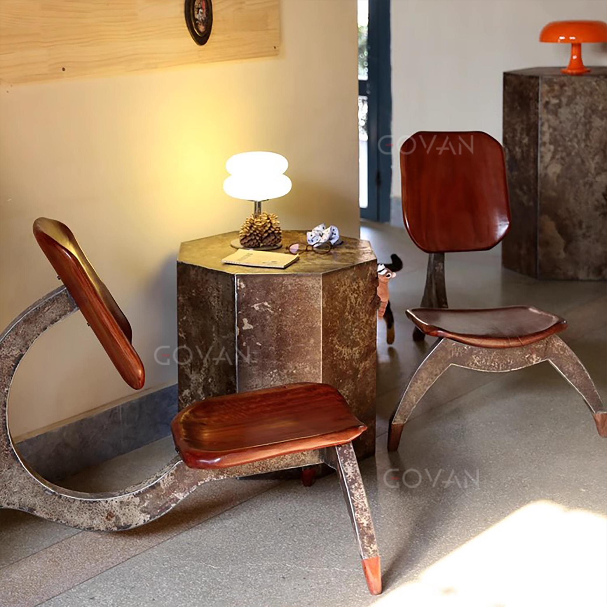 Wooden Furniture-Chair-Wrought Iron Horse Stool