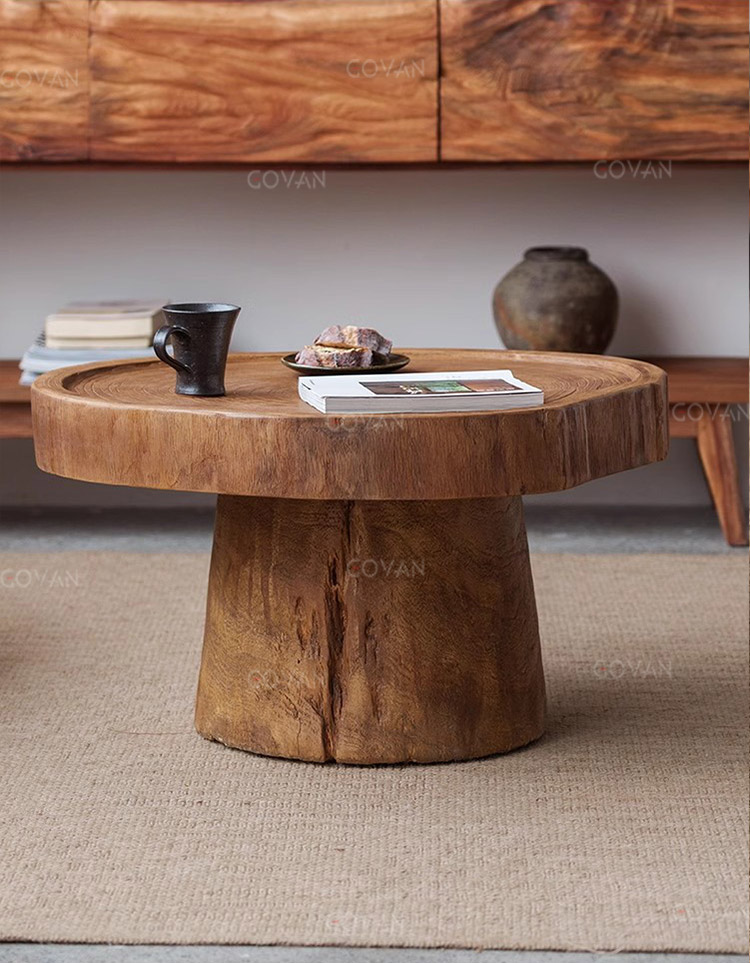 Wooden Furniture-Coffee Table-Vintage Round Stump Coffee Table