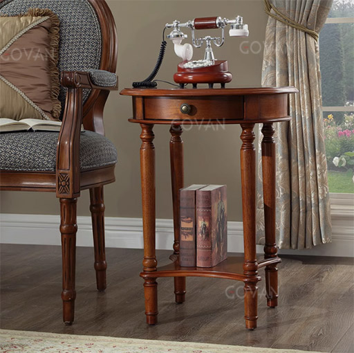 Wooden Furniture-Coffee Table-Small Round Table In Corner Style