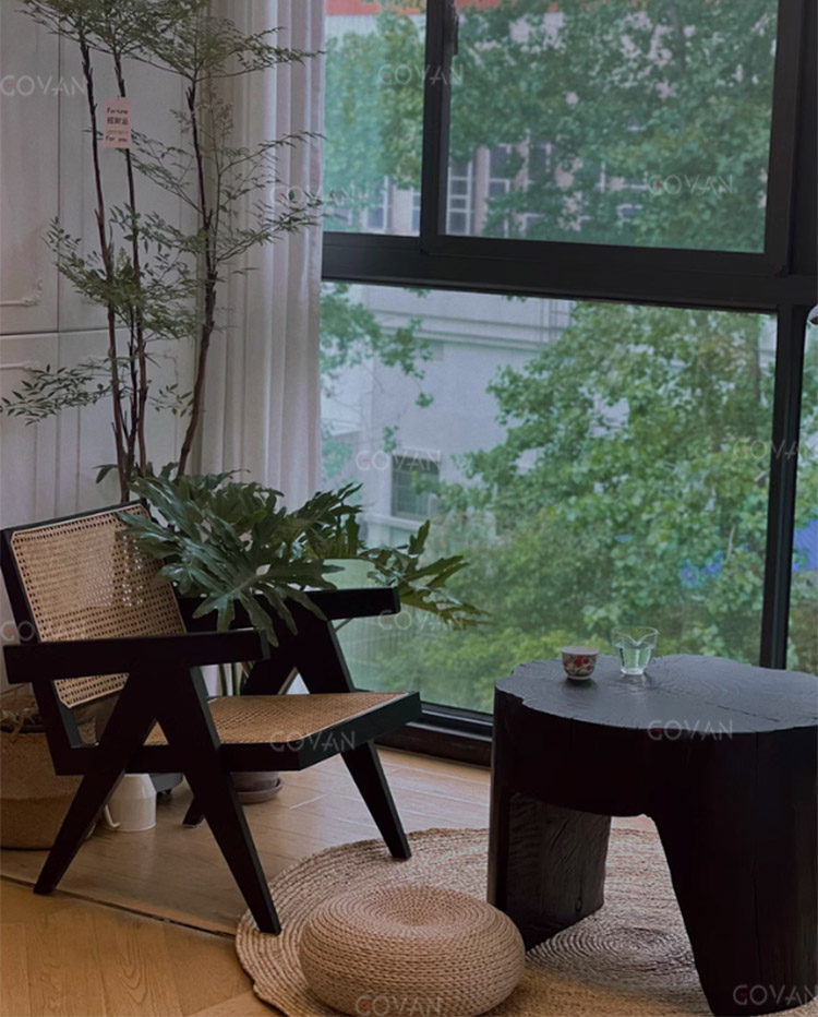 Wooden Furniture-Coffee Table-Carbonized Black Log Small End Table