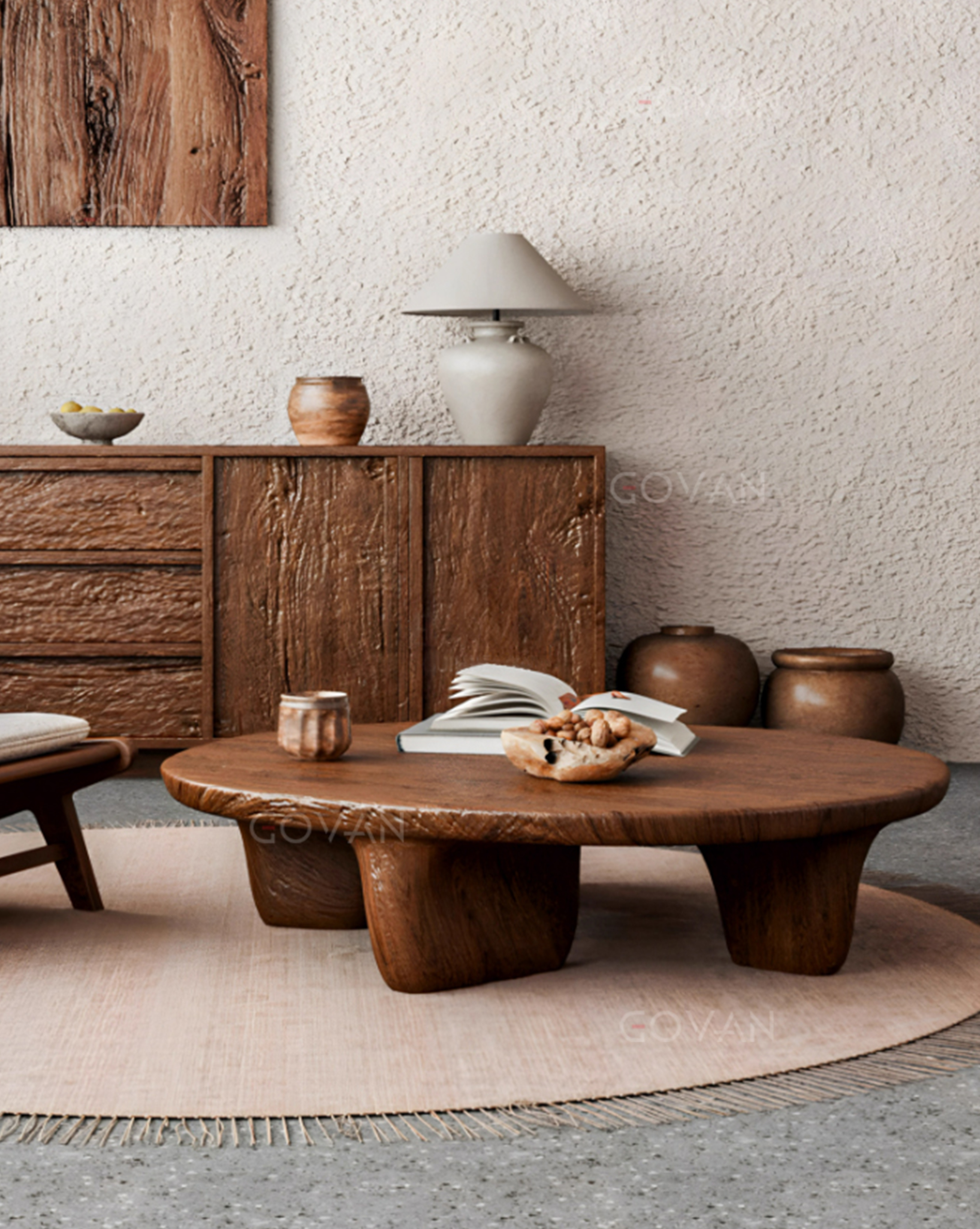 Wooden Furniture-Coffee Table-Surprise Quiet Wind Cobblestone Coffee Table