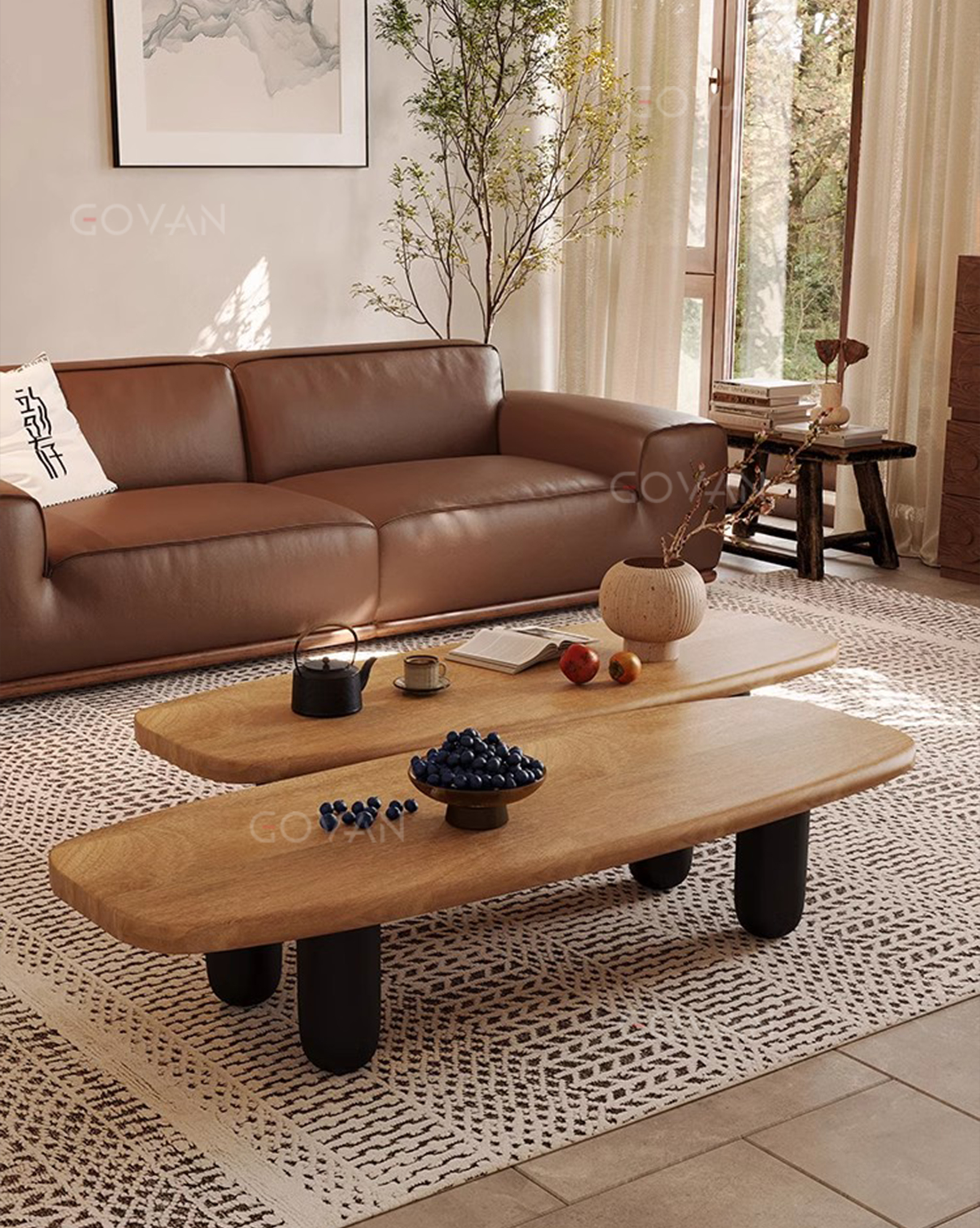Wooden Furniture-Coffee Table-Middle Ancient Oval Coffee Table