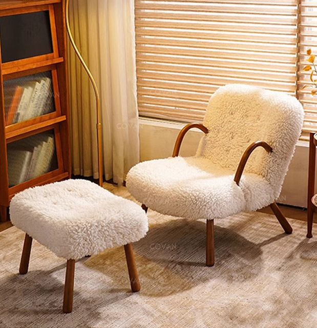 Wooden Furniture-Sofa-Lamb Wool Solid Wood Couch