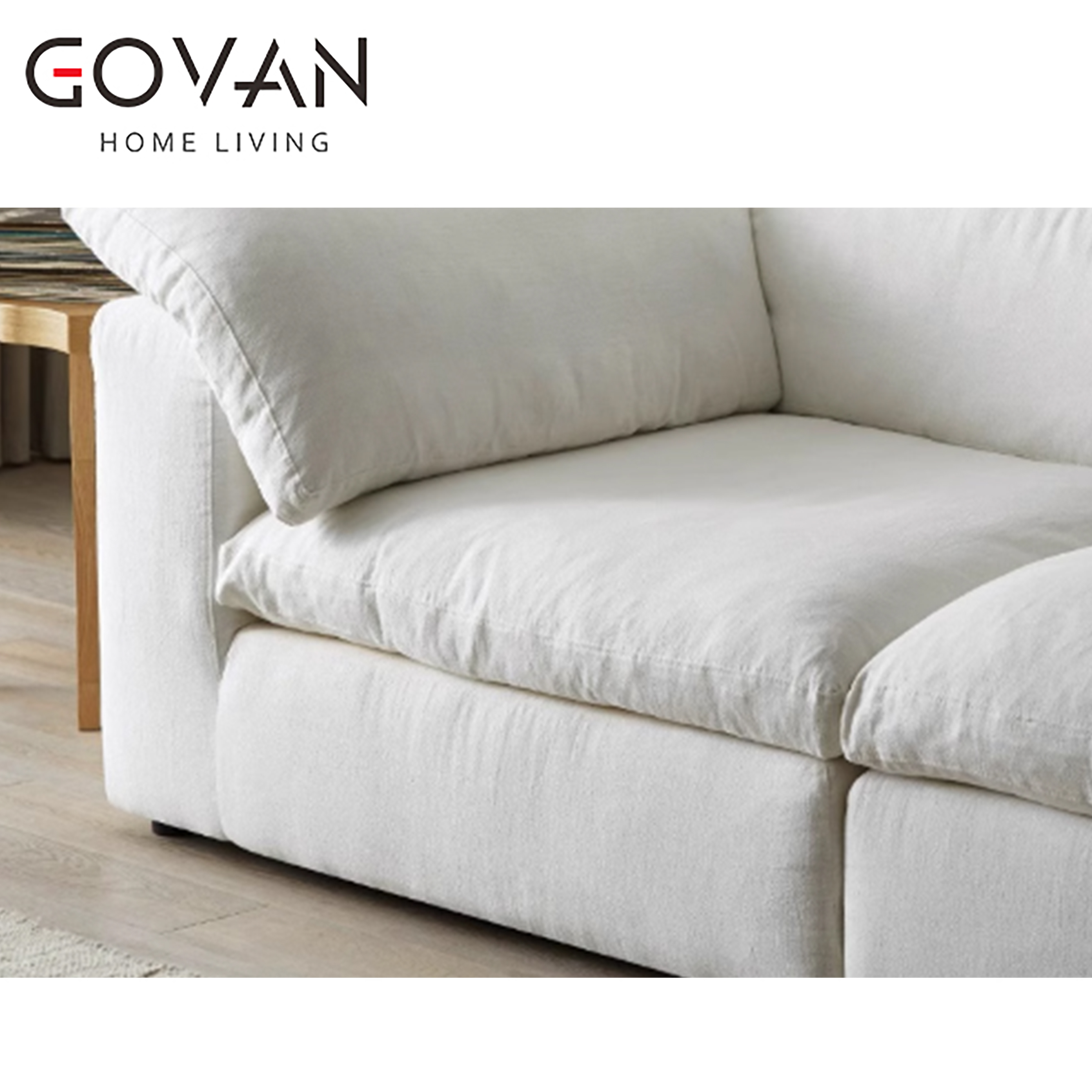 Wooden Furniture-Sofa-Creme Fraiche Style Straight Row Solid Wood Sofa