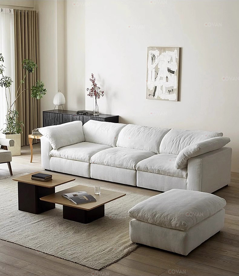 Wooden Furniture-Sofa-Creme Fraiche Style Straight Row Solid Wood Sofa