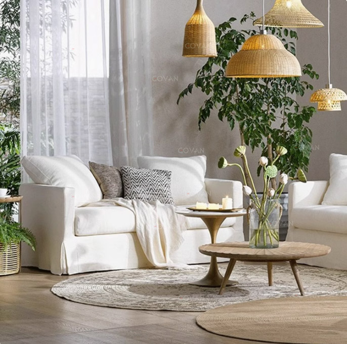 Wooden Furniture-Sofa-Japanese Simple Fabric Sofa