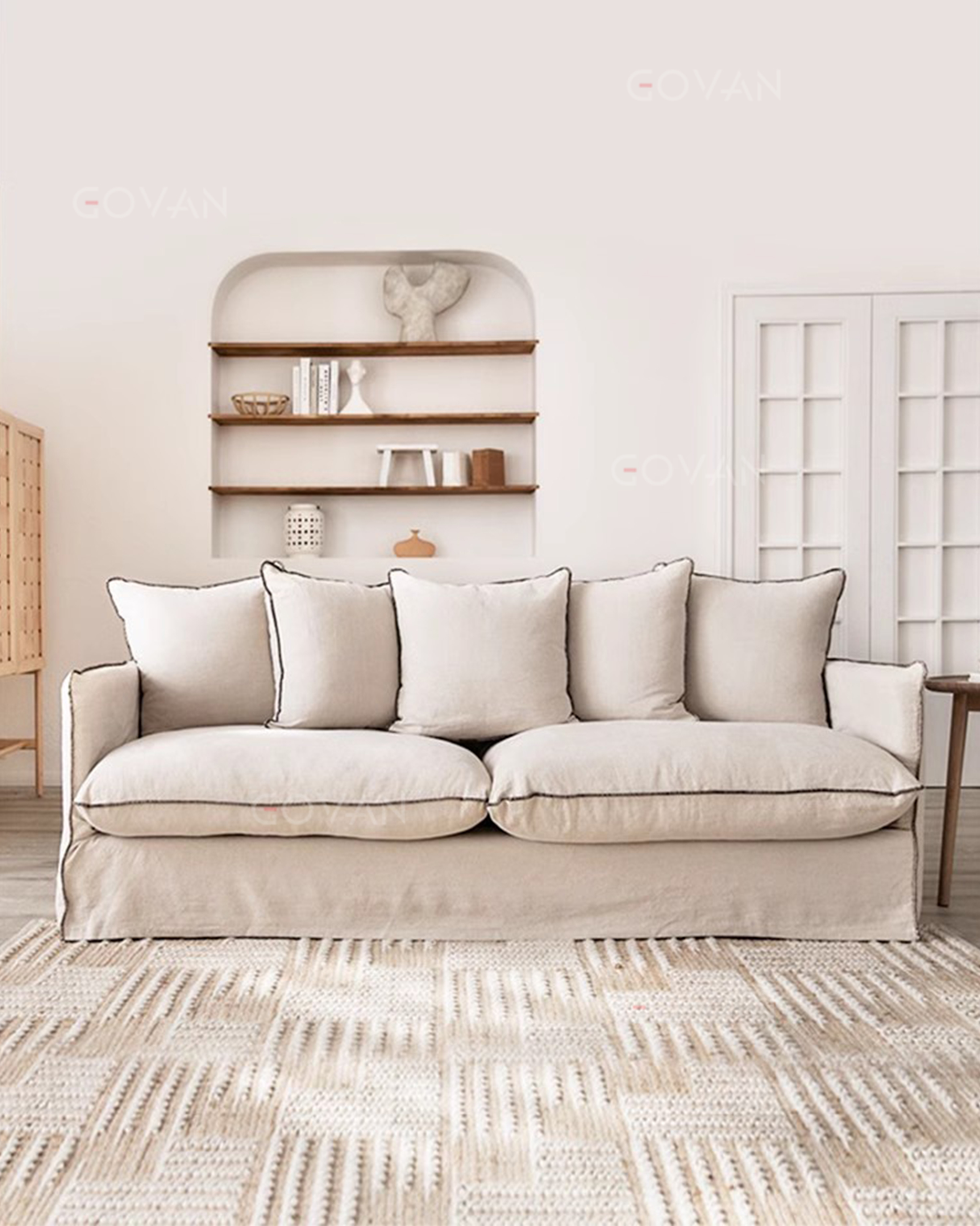 Wooden Furniture-Sofa-Creme Fraiche Air Linen Sofa