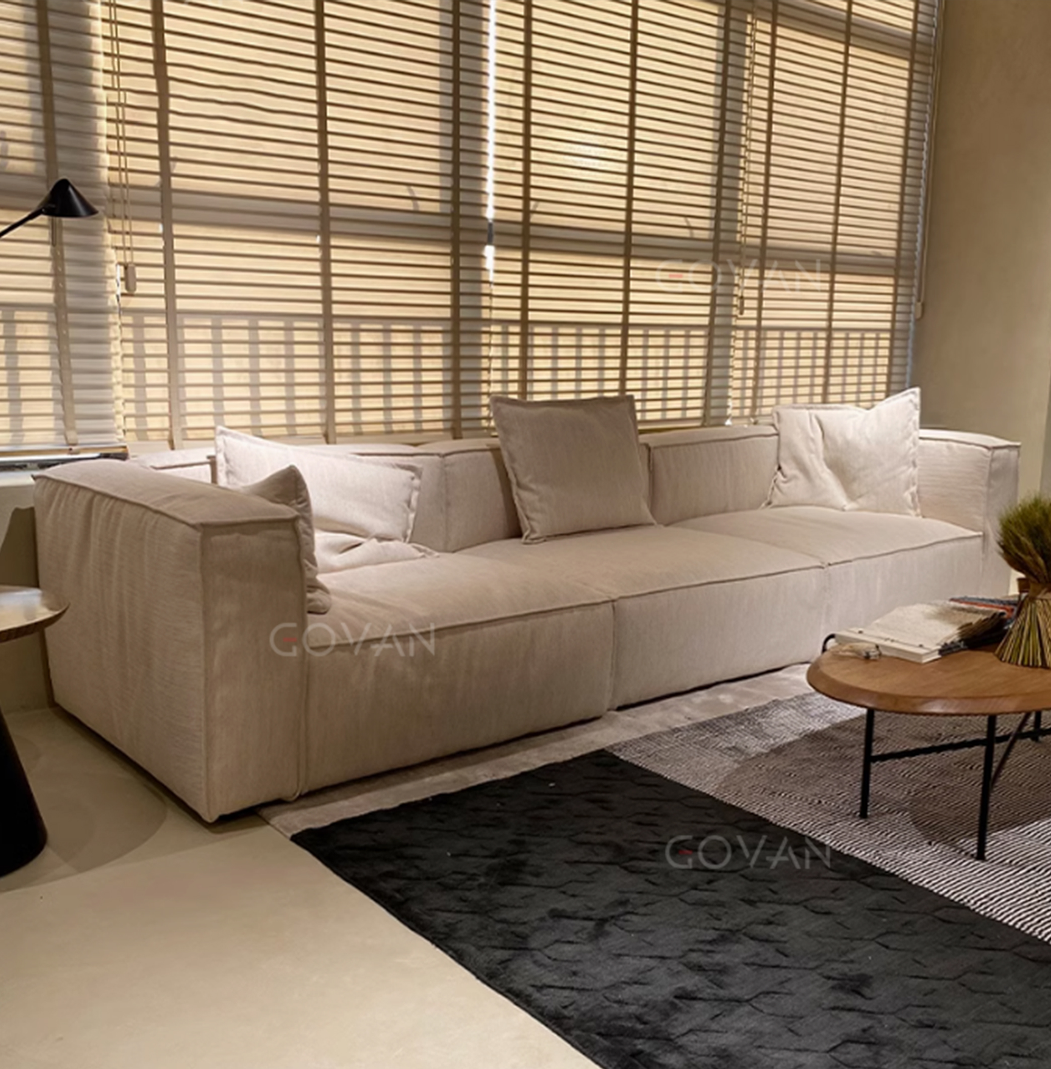 Wooden Furniture-Sofa-Linen Tofu Fabric Sofa