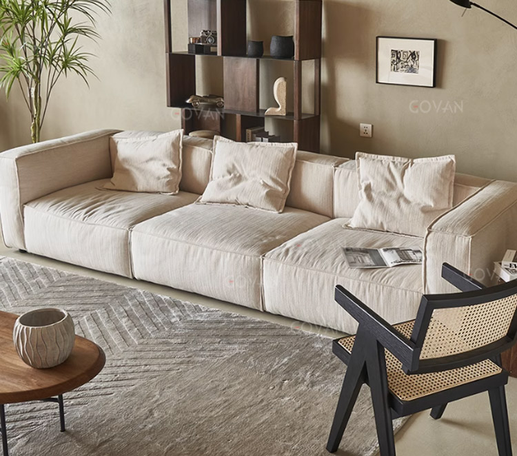 Wooden Furniture-Sofa-Linen Tofu Fabric Sofa