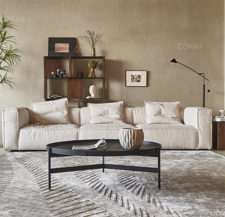 Wooden Furniture-Sofa-Linen Tofu Fabric Sofa