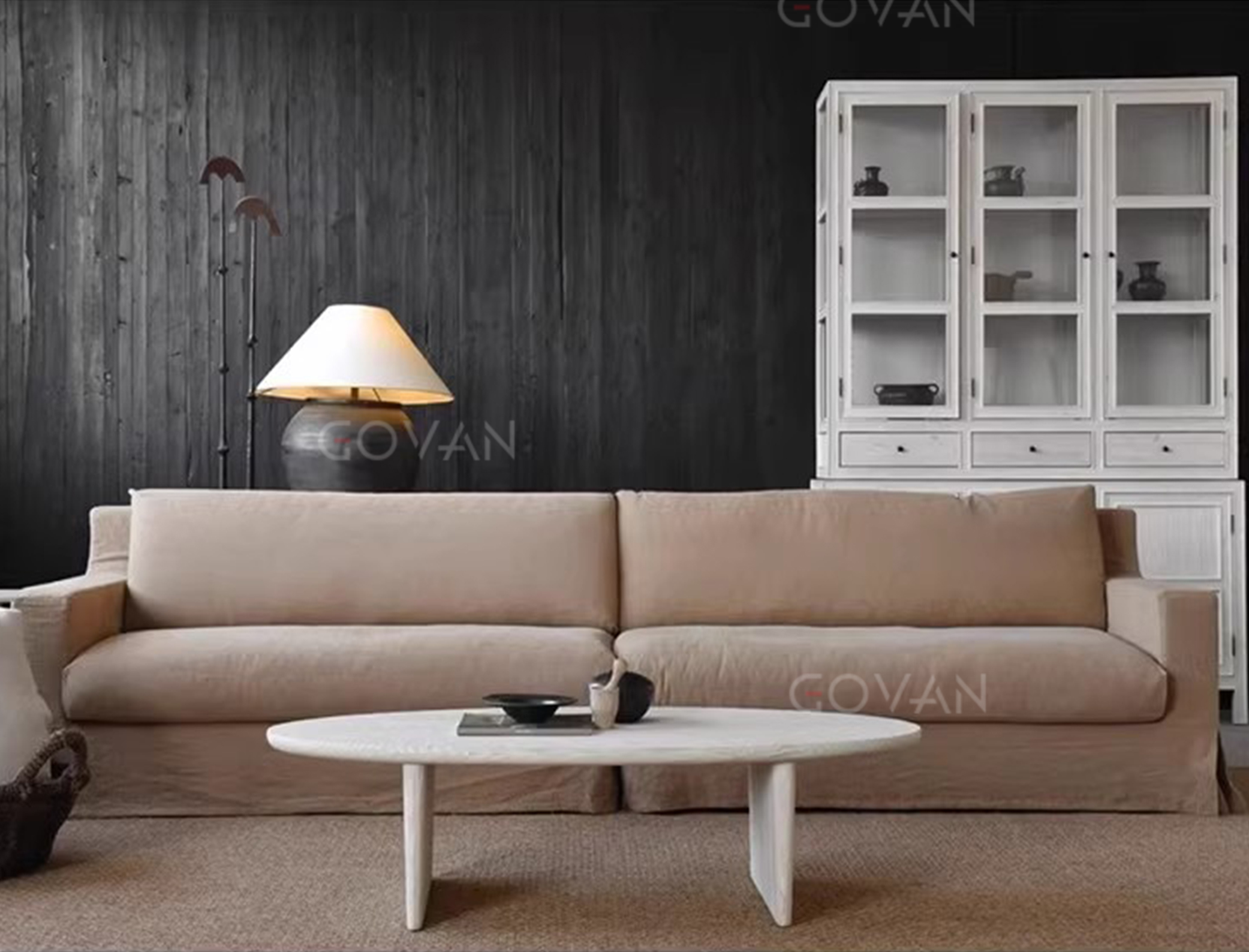 Wooden Furniture-Sofa-Japanese Linen Sofa
