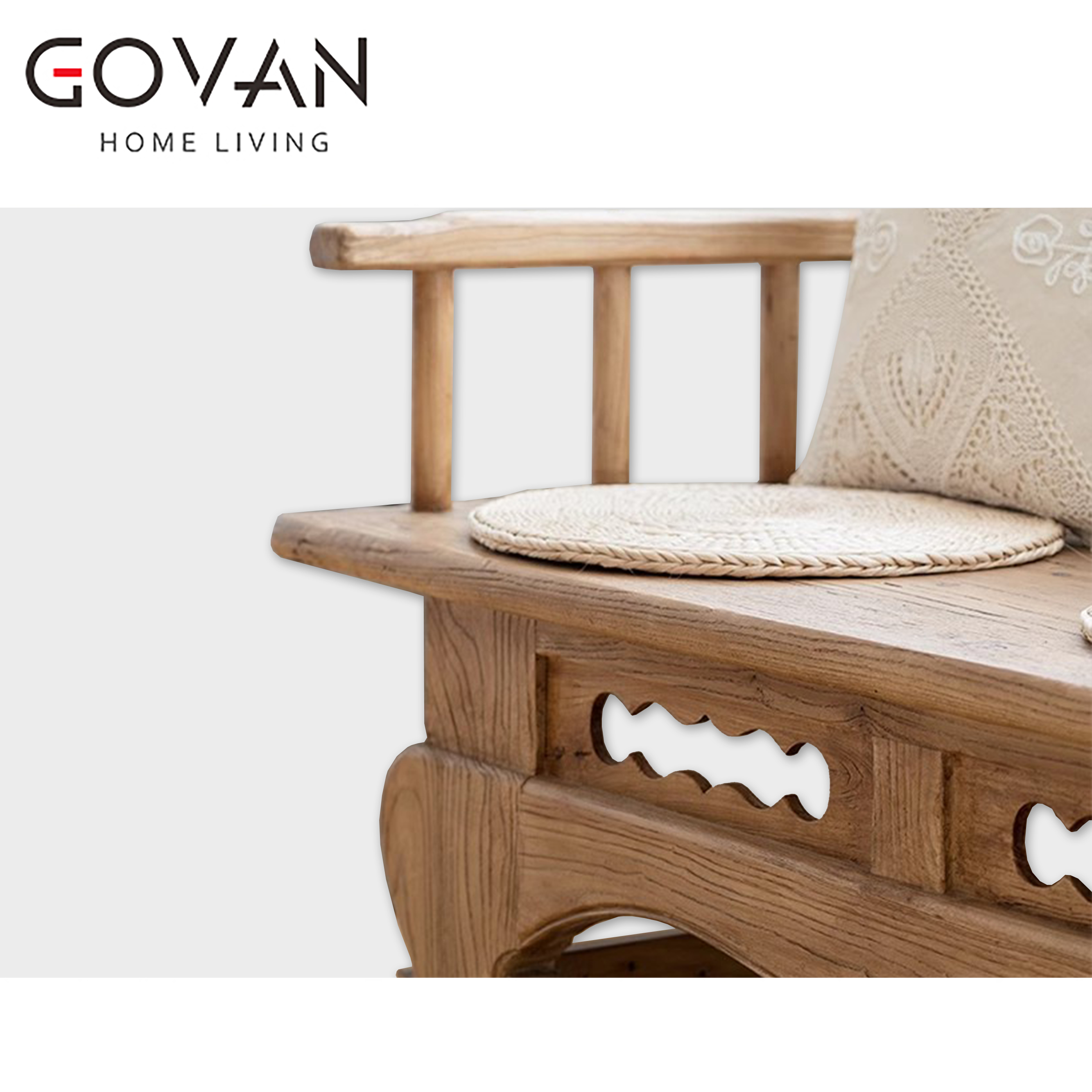 Wooden Furniture-Bench-Zen Old Elm Solid Wood Sofa Chair