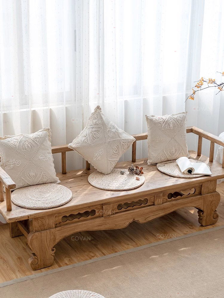 Wooden Furniture-Bench-Zen Old Elm Solid Wood Sofa Chair