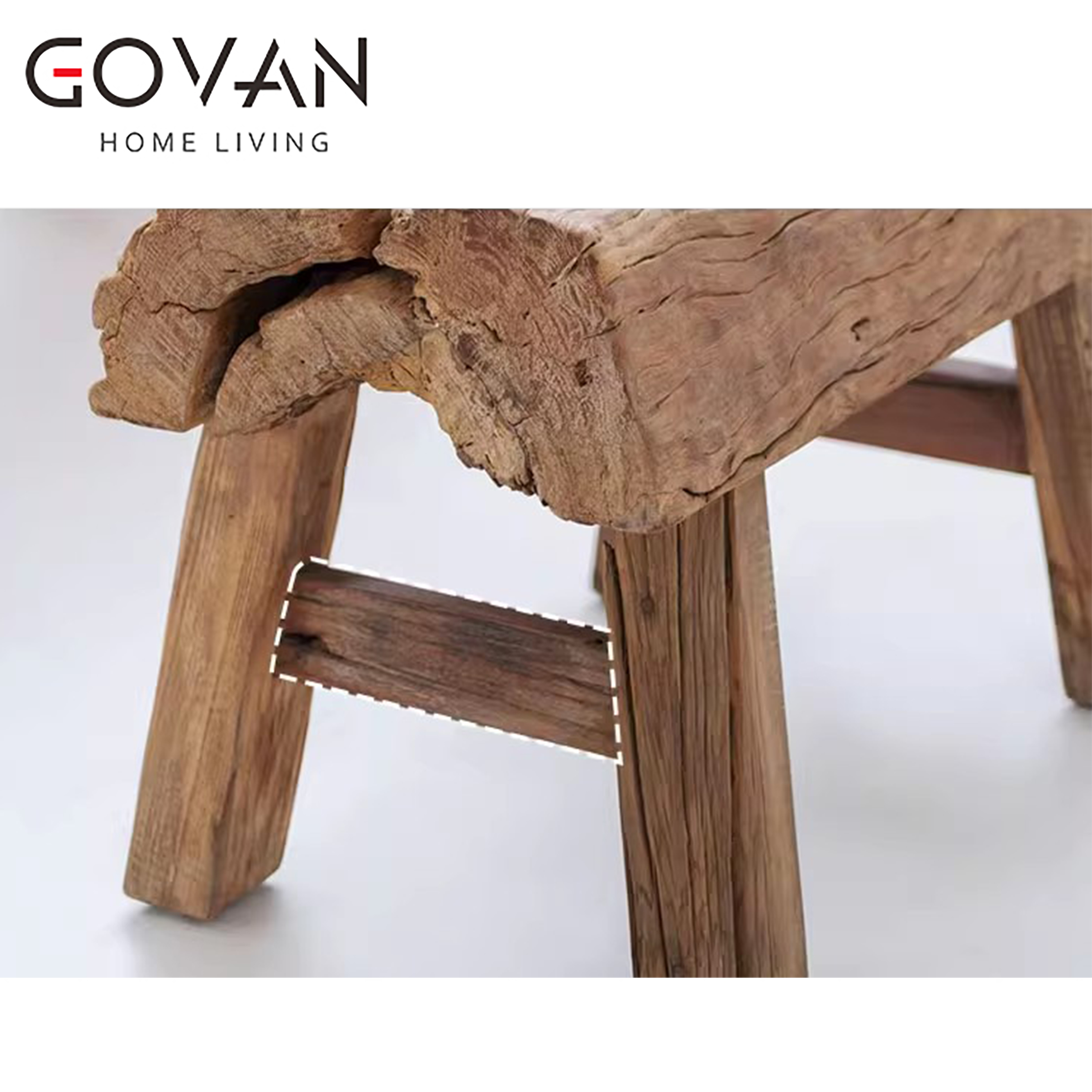 Wooden Furniture-Bench-Wild Luxury Tree Shape Weathered Wood Bench