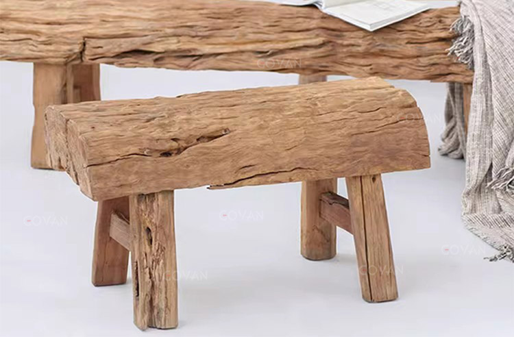 Wooden Furniture-Bench-Wild Luxury Tree Shape Weathered Wood Bench