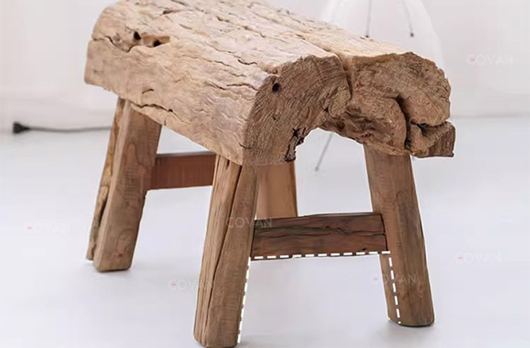 Wooden Furniture-Bench-Wild Luxury Tree Shape Weathered Wood Bench